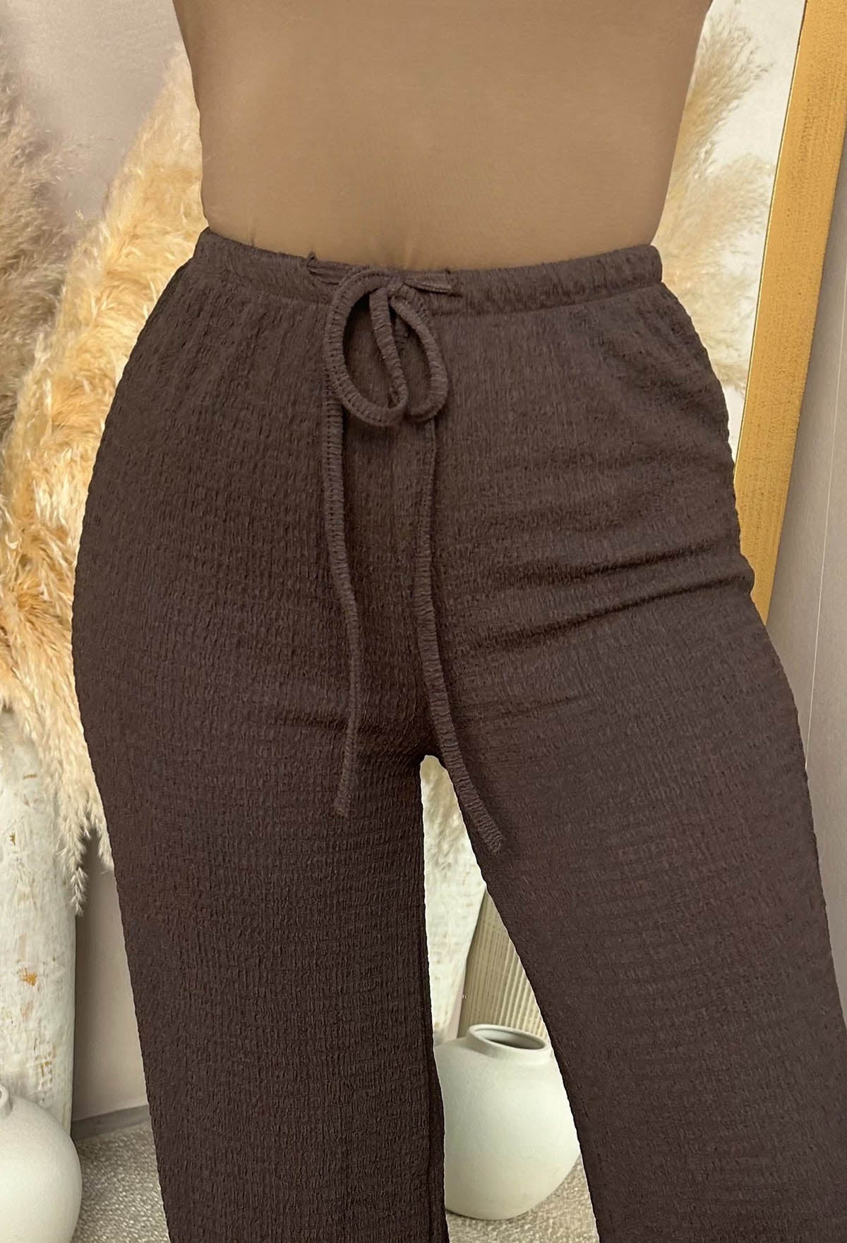 Wait For It Brown Elasticated Drawstring Trousers