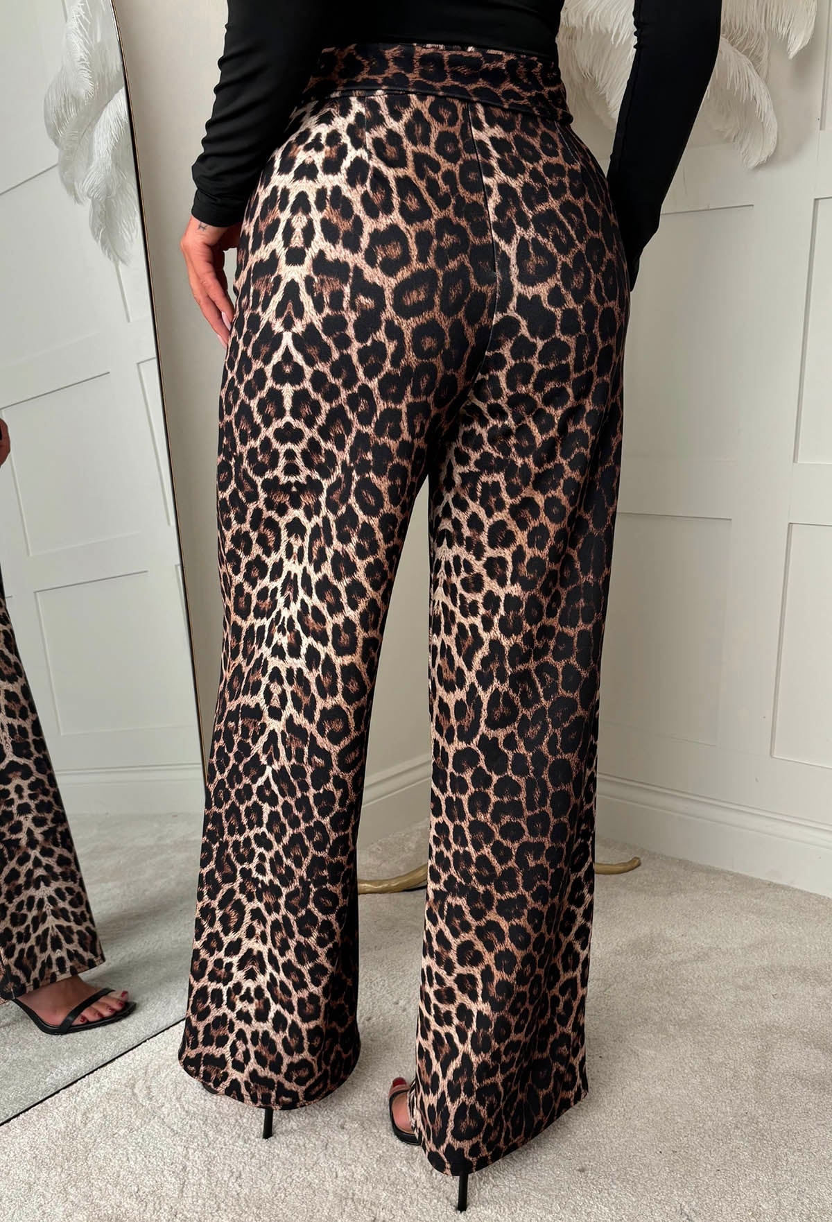 Wild Embrace Leopard Print Belted Trousers