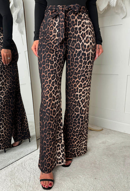 Wild Embrace Leopard Print Belted Trousers