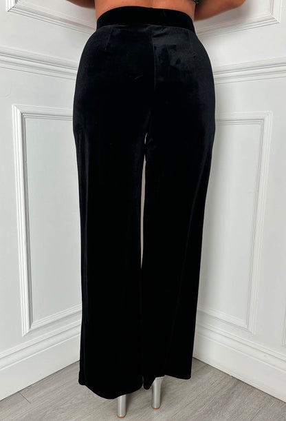 Your Embrace Black Velvet Wide Leg Trousers