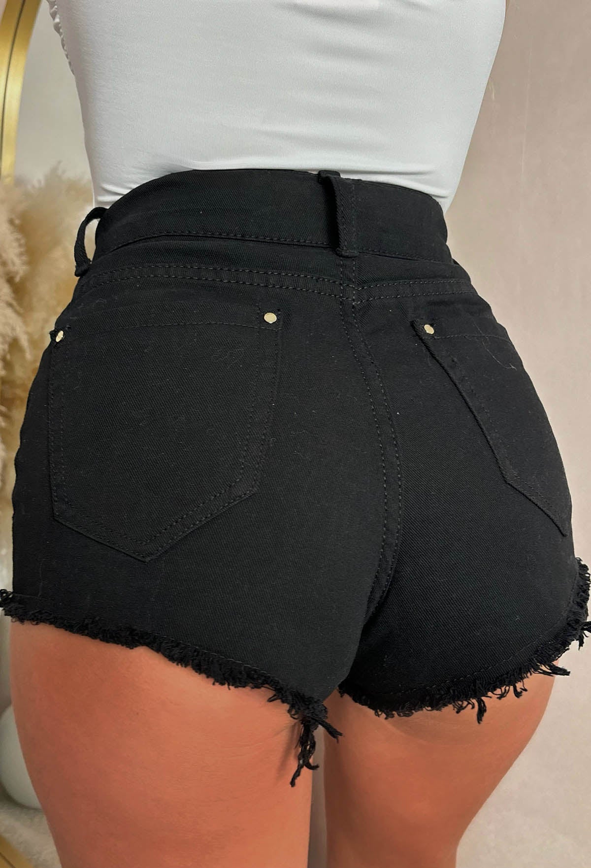 Your Honey Black Raw Edge Distressed Denim Shorts